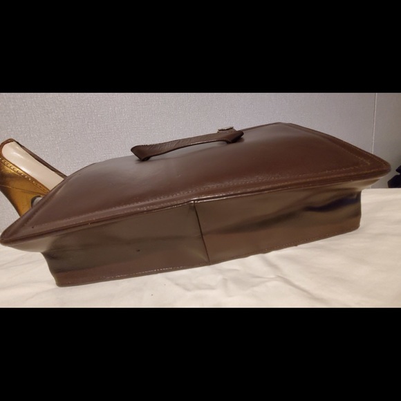 BLOCK BROWN LEATHER HANDBAG - Picture 4 of 12